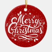 クラシックメリークリスマスフェスティバル赤と白 セラミックオーナメント (正面)