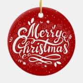 クラシックメリークリスマスフェスティバル赤と白 セラミックオーナメント (裏面)