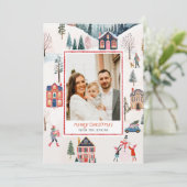 クラシックメリークリスマスフォトグリーティングカード 招待状 (スタンド正面)
