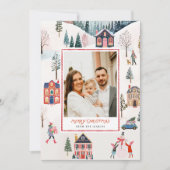 クラシックメリークリスマスフォトグリーティングカード 招待状 (正面)