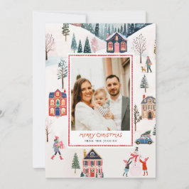 クラシックメリークリスマスフォトグリーティングカード 招待状
