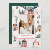 クラシックメリークリスマスフォトグリーティングカード 招待状 (正面/裏面)