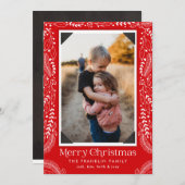 クラシックメリークリスマスフローラフォトホリデーカード シーズンカード (正面/裏面)