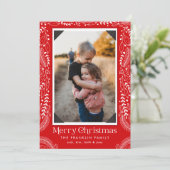 クラシックメリークリスマスフローラフォトホリデーカード シーズンカード (スタンド正面)