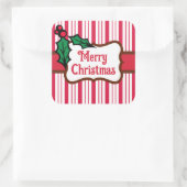 クラシックメリークリスマスペパーミントステッカー スクエアシール (バッグ)