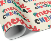 クラシックメリークリスマスホリディグリーティングシームレスシームレスホテル ラッピングペーパー (ロールコーナー)