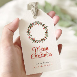 クラシックメリークリスマスホリデーリース ギフトタグ