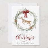 クラシックメリークリスマス冬の動物のリース写真 シーズンカード (正面)