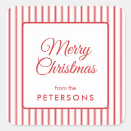 クラシックメリークリスマス広場ステッカー スクエアシール