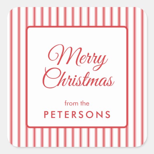 クラシックメリークリスマス広場ステッカー スクエアシール (正面)