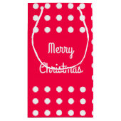 クラシックメリークリスマス文字レッドホワイト水玉模様 スモールペーパーバッグ (裏面)