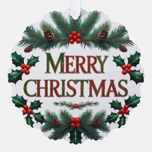 クラシックメリークリスマス紙オーナメントカード オーナメントカード (正面)