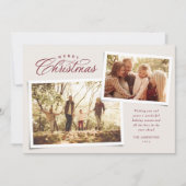 クラシックメリークリスマス2枚のフォトマエレガントルーン シーズンカード (正面)