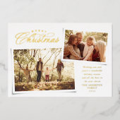 クラシックメリークリスマス2枚の写真エレガント 箔シーズンカード (正面)