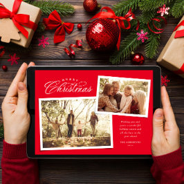 クラシックメリークリスマス2枚フォトレッド シーズンカード