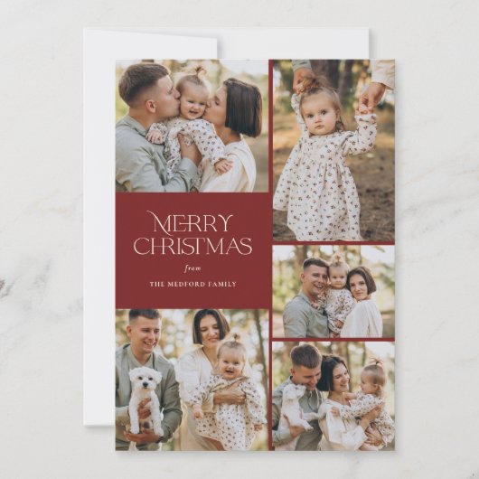クラシックメリークリスマス5枚の写真フローラ戻る シーズンカード (正面)