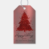 クラシックメリークリスマス |リッチクリムゾンレッドツリー ギフトタグ (正面)