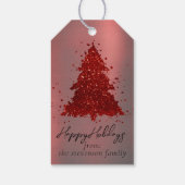 クラシックメリークリスマス |リッチクリムゾンレッドツリー ギフトタグ (裏面)