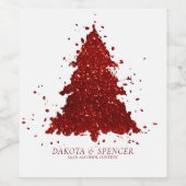 クラシックメリークリスマス |リッチクリムゾンレッドツリー ワインラベル (シングルラベル)