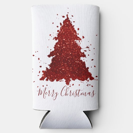 クラシックメリークリスマス |リッチフェスティバルクリムゾンレッド スリム缶クーラー (正面)