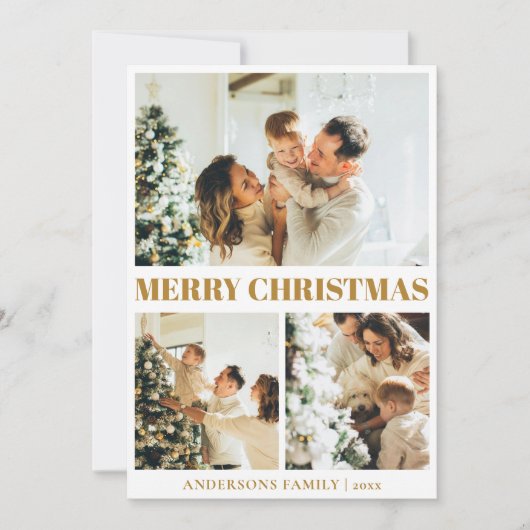 クラシックメリーミニマルクリスマス・マスタード金ゴールド シーズンカード (正面)