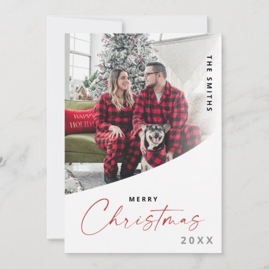 クラシックメリー・クリスマスの台本1枚モダン シーズンカード (正面)