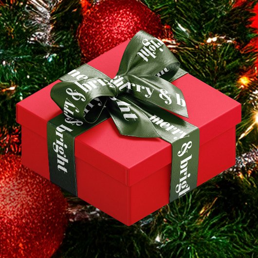 クラシックメリー&鮮やかな緑の色#1A4301 サテンリボン