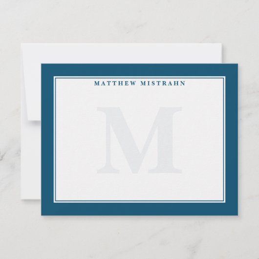 クラシックメンズモノグラムダークブルー文房具 ノートカード (正面)