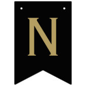 クラシックモダンおめでとうブラック・シルバー&金ゴールド バンティングフラッグ (第3の旗)