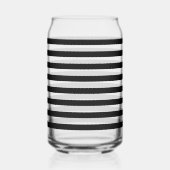 クラシックモダンお洒落黒の水平ストライプの線 ガラス缶 (正面)