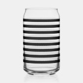 クラシックモダンお洒落黒の水平ストライプの線 ガラス缶 (裏面)