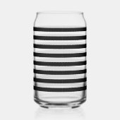 クラシックモダンお洒落黒の水平ストライプの線 ガラス缶 (右)