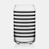 クラシックモダンお洒落黒の水平ストライプの線 ガラス缶 (左)