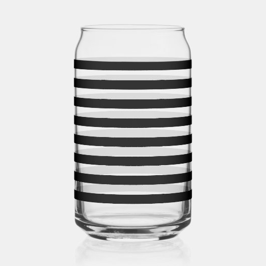 クラシックモダンお洒落黒の水平ストライプの線 ガラス缶 (左)