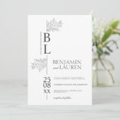 クラシックモダンエレガントフローラ結婚ホワイト 招待状 (スタンド正面)