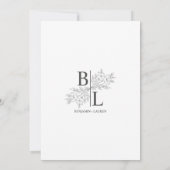 クラシックモダンエレガントフローラ結婚ホワイト 招待状 (裏面)