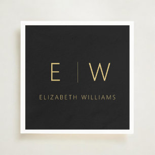 クラシックモダンエレガントミニマル黒金ゴールド スタンダードカクテルナプキン