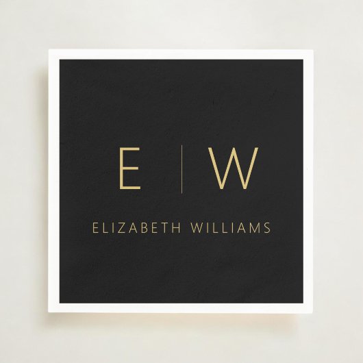 クラシックモダンエレガントミニマル黒金ゴールド スタンダードカクテルナプキン