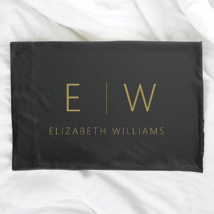 クラシックモダンエレガントミニマル黒金ゴールド 枕カバー