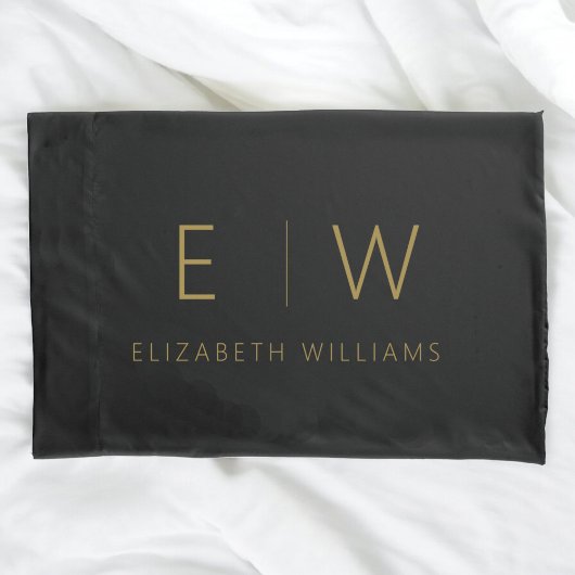 クラシックモダンエレガントミニマル黒金ゴールド 枕カバー