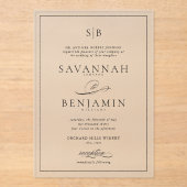 クラシックモダンエレガントモノグラム結婚Script's アクリル招待状 (正面)