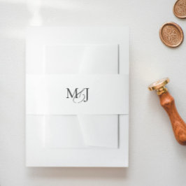 クラシックモダンエレガントモノグ結婚ラム 招待状ベリーバンド