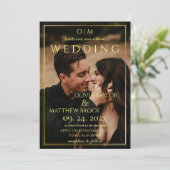 クラシックモダンエレガント金ゴールド結婚写真 招待状 (スタンド正面)