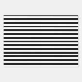 クラシックモダンエレガント黒と白ストライプの ラッピングペーパーシート (正面3)