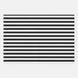 クラシックモダンエレガント黒と白ストライプの ラッピングペーパーシート