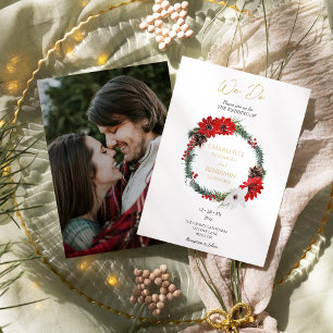 クラシックモダンクリスマスは写真結婚だ 招待状