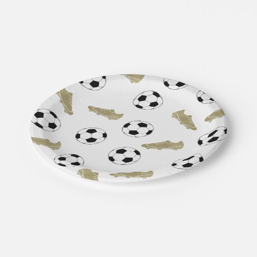 クラシックモダンサッカーのサッカーボール ペーパープレート (アングル)