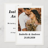 クラシックモダンシンプルエレガントなウェディングフォト 招待状 (正面/裏面)