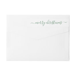 クラシックモダンシンプルグリーンメリークリスマススクリプト ラップアラウンドラベル