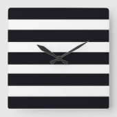 クラシックモダンシンプル白黒シッストライプのク スクエア壁時計 (正面)